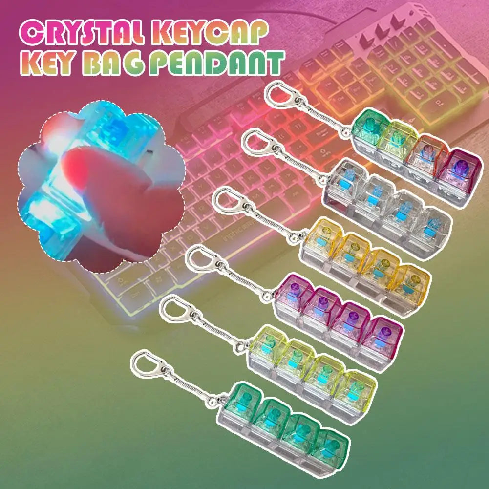 Kryształowa zawieszka na klucze, zawieszka na klawiaturę, łagodząca stres, świecący przezroczysty brelok do kluczy z dekompresją